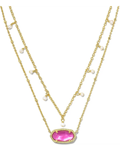 Elisa Pearl Multi Strand Necklace in Azalea Illusion