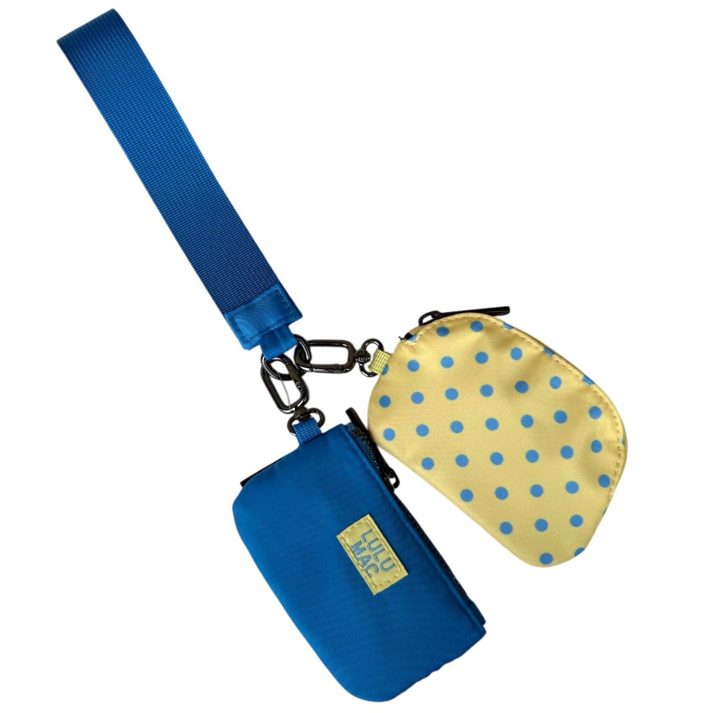 Lulu Mac wristlet Butter/Blue Dots