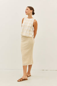 FLORAL APPLIQUE TOP WITH SIDE BOW TIE DETAIL