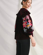Load image into Gallery viewer, Embroidery Accent Velvet Top
