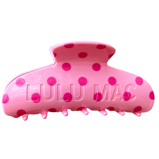 LULU MAC HAIR CLIPS Pink/Hot Pink Dot