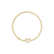 Load image into Gallery viewer, Ari Gold Heart Stretch Bracelet in Dichroic Glass
