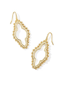 Abbie Beaded Open Frame Earrings in Gold