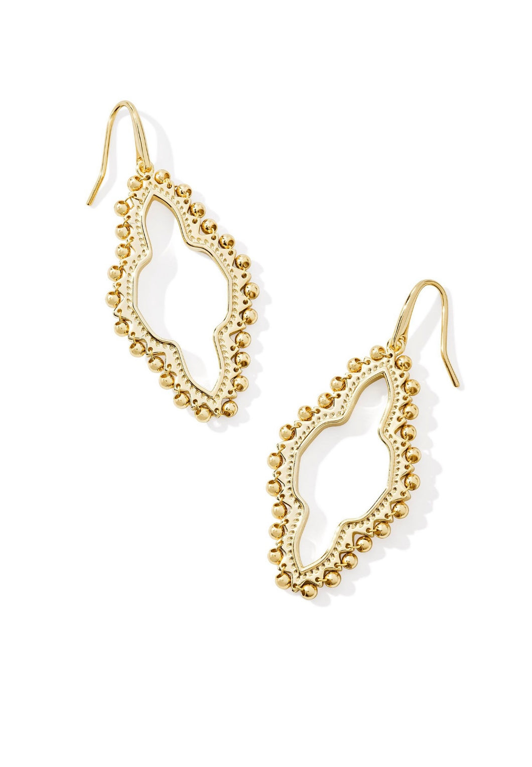 Abbie Beaded Open Frame Earrings in Gold