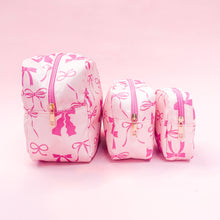Load image into Gallery viewer, Rock Paper Scissors - Pink Bows Nylon Cosmetic Zipper Bag
