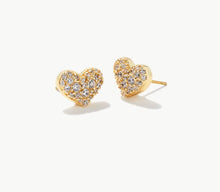 Load image into Gallery viewer, Ari Gold Pave Crystal Heart Earrings
