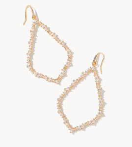 Sophee Gold Crystal Open Frame Earrings in White Crystal