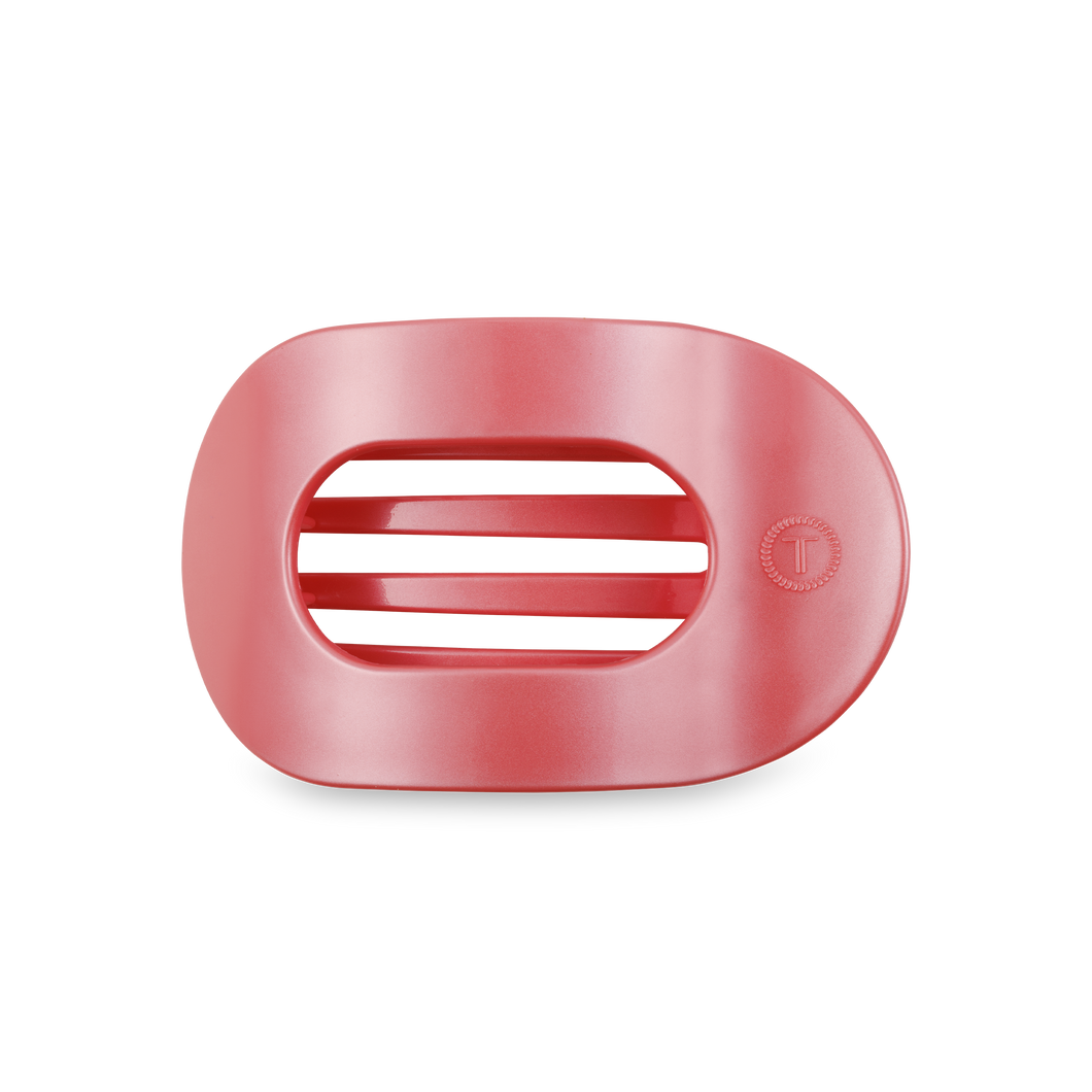TELETIES - Round Flat Hair Clip | Medium | Calming Coral