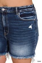 Load image into Gallery viewer, Curvy Zenana Raw Frayed Denim Shorts
