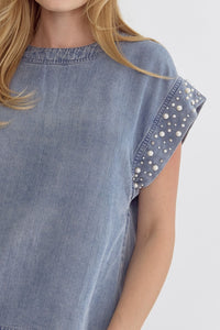 Denim and Pearls Top