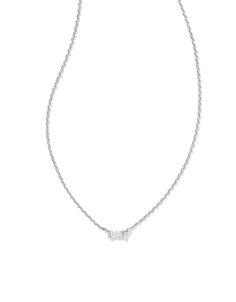 Juliette Silver Pendant Necklace in White Crystal