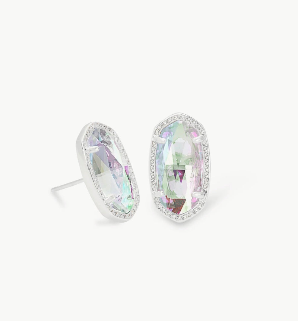 Ellie Silver Stud Earrings in Dichroic Glass
