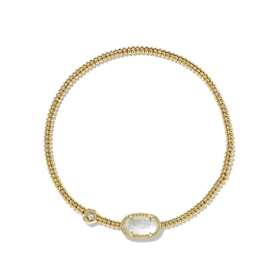 Grayson Gold Stretch Bracelet in Ivory Mother of Pearl