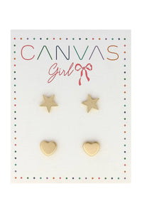 Canvas Style - Cleo Star & Heart Children's Stud Earrings (Set of 2)