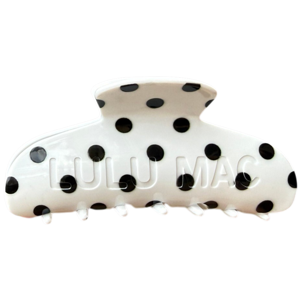 LULU MAC HAIR CLIPS White/Black Dot