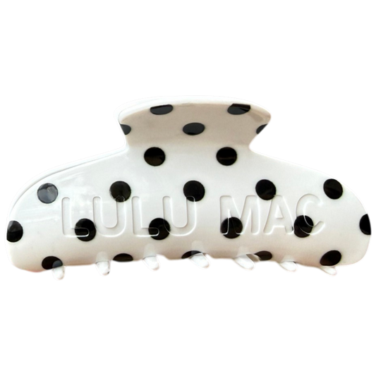 LULU MAC HAIR CLIPS White/Black Dot
