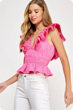 Load image into Gallery viewer, Barbie Embroidery Detail Ruffle Linen Top
