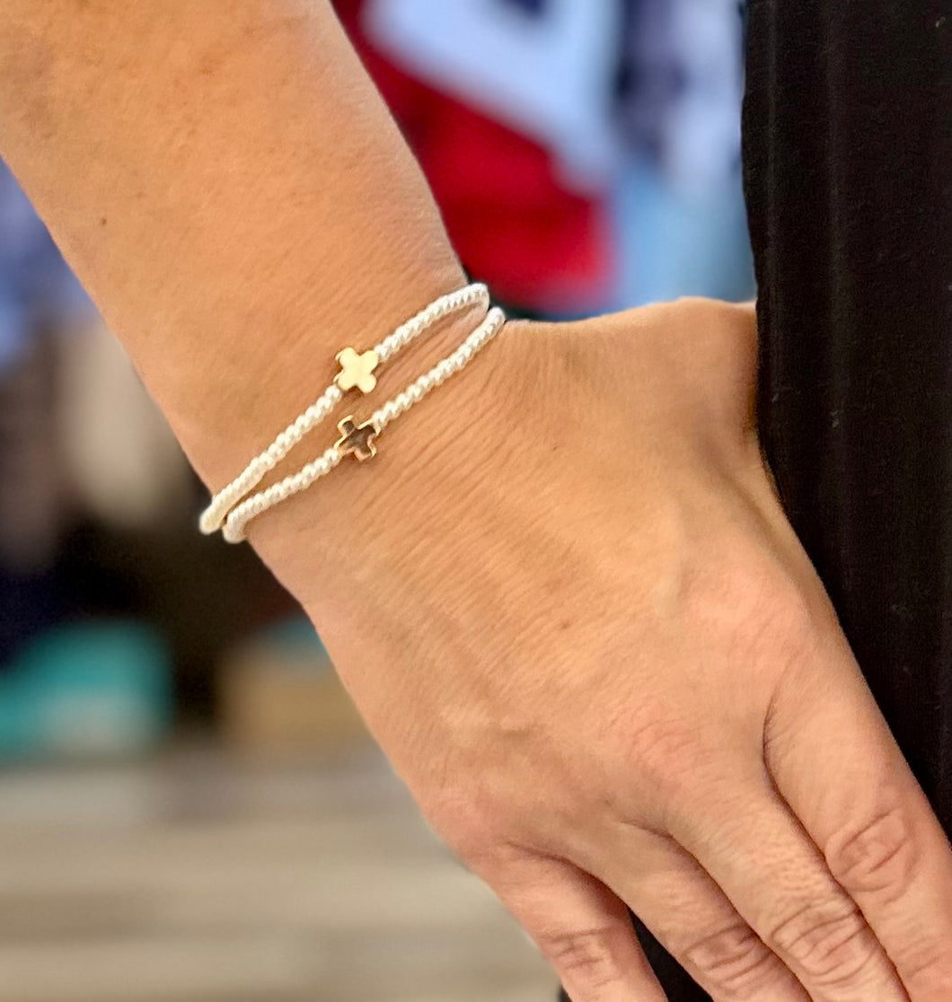 Pearl Gold Cross Bracelet