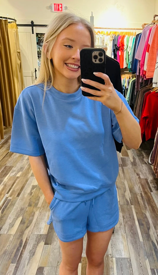 SCUBA ROUND NECK TOP & DOLPHIN SHORTS SET