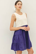 Load image into Gallery viewer, idem ditto - TIERED RUFFLE SKIRT WITH BOW DETAIL CONTRAST MINI DRESS
