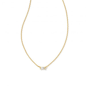 Juliette Gold Pendant Necklace in White Crystal