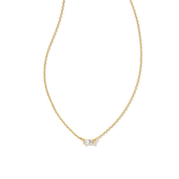 Juliette Gold Pendant Necklace in White Crystal