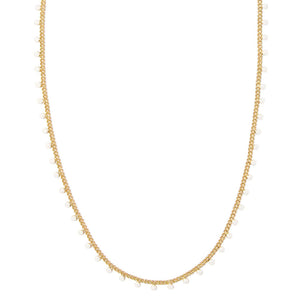 Kelsey Gold Strand Necklace in White Enamel