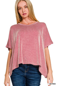 Zenana Ribbed Striped Oversized Top