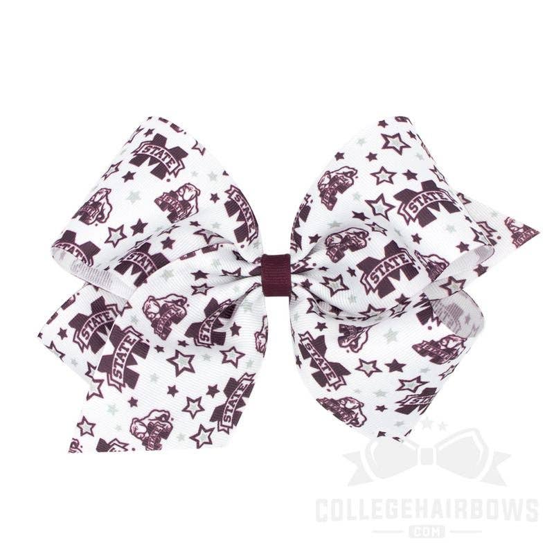 Mississippi State King Logo Print Grosgrain Hair Bow