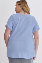 Load image into Gallery viewer, Curvy Ribbed Rolled Sleeve Top
