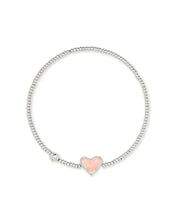 Load image into Gallery viewer, Ari Heart Silver Stretch Bracelet in Rose Quartz
