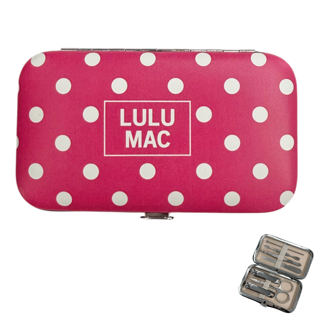 Lulu Mac Hot Pink/White Dot Manicure Set