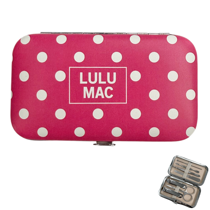 Lulu Mac Hot Pink/White Dot Manicure Set