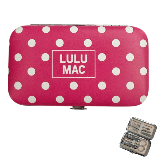 Lulu Mac Hot Pink/White Dot Manicure Set