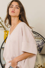 Load image into Gallery viewer, Oversized Solid Textured V-line Back Tunic Top
