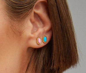 Mini Ellie Gold Stud Earrings in Fuchsia Magnesite