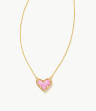 Load image into Gallery viewer, Ari Heart Gold Pendant Necklace in Bubblegum Pink Kyocera Opal
