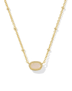 Mini Elisa Gold Satellite Short Pendant Necklace in Iridescent Drusy