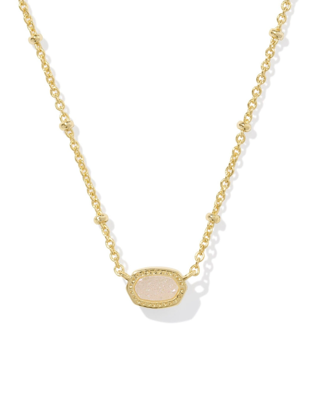 Mini Elisa Gold Satellite Short Pendant Necklace in Iridescent Drusy