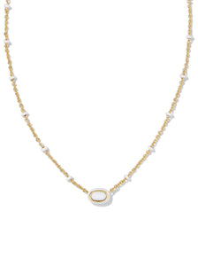 Mini Elisa Gold Pendant in White Mother of Pearl