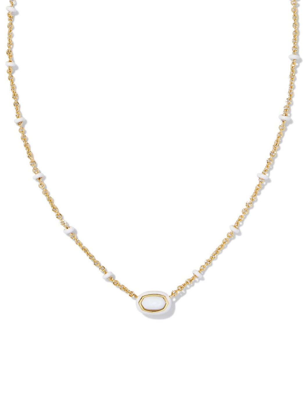 Mini Elisa Gold Pendant in White Mother of Pearl