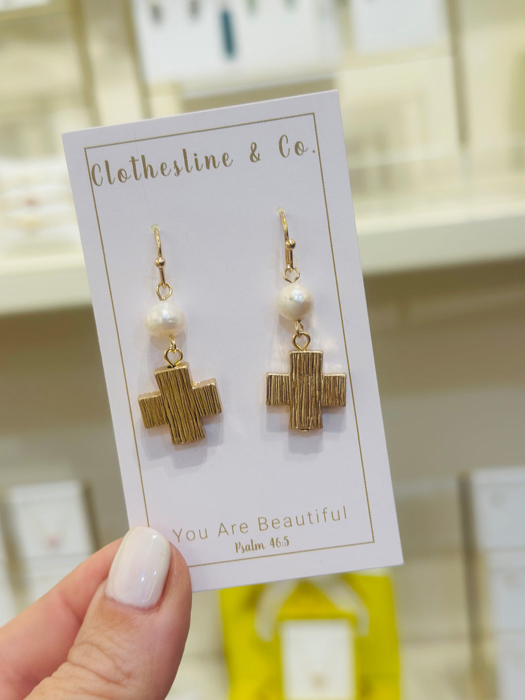 Freshwater Pearl and Gold Cross 1