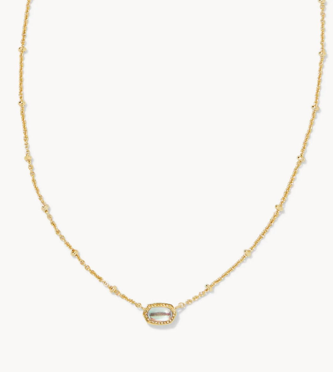 Mini Elisa Gold Satellite Short Pendant Necklace in Dichroic Glass