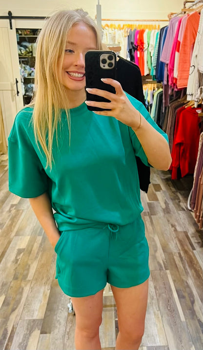 SCUBA ROUND NECK TOP & DOLPHIN SHORTS SET