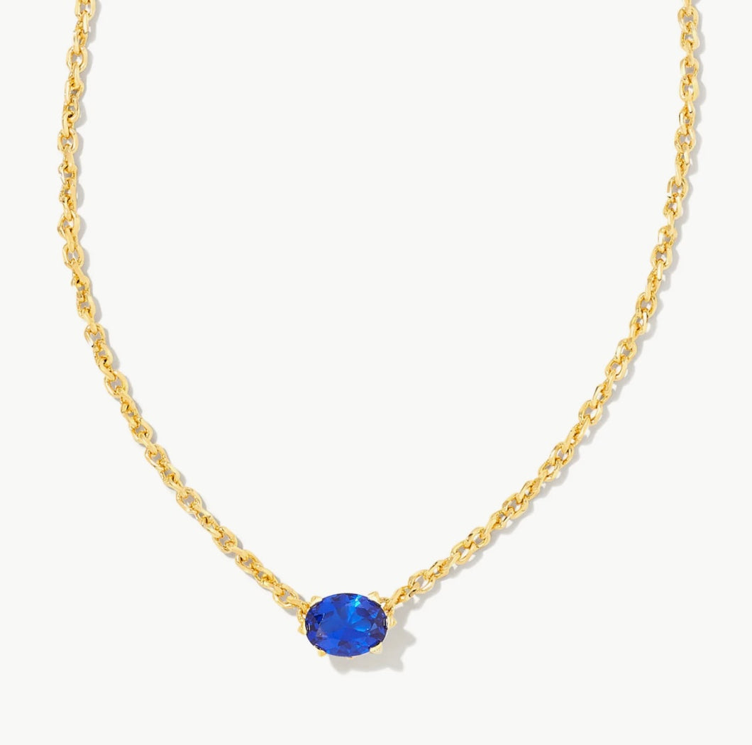 Cailin Gold Pendant Necklace in Blue Crystal
