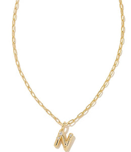 Crystal Letter K Gold Short Pendant Necklace in White Crystal