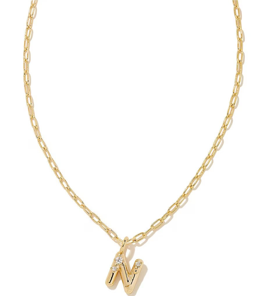 Crystal Letter K Gold Short Pendant Necklace in White Crystal