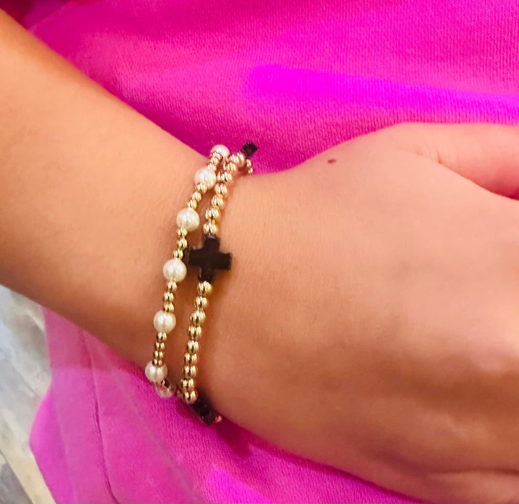 Black Cross Pearl Stack