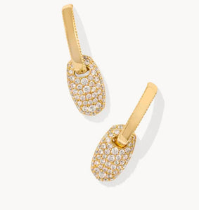 Bailey Gold Pave Huggie Earrings in White Crystal