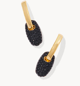 Bailey Gold Pave Huggie Earrings in Black Crystal
